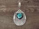 Navajo Indian Sterling Silver Turquoise Pendant Signed T & R Singer