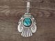 Navajo Indian Sterling Silver Turquoise Pendant Signed T & R Singer