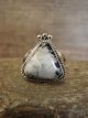 Navajo Sterling Silver & White Buffalo Turquoise Ring by Gordon - Size 9