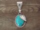 Navajo Indian Hand Stamped Sterling Silver Turquoise Pendant - Bobby Platero