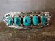 Navajo Indian Sterling Silver Turquoise Row Bracelet by Davey Morgan