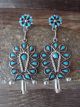 Zuni Sterling Silver Turquoise Blossom Post Dangle Earrings - Leekity