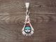 Zuni Indian Sterling Silver Inlay Sunface Pendant Signed R & L Vacit