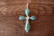 Zuni Sterling Silver Turquoise and Mother of Pearl Cross Pendant - Shack 