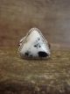 Navajo Sterling Silver & White Buffalo Turquoise Ring by Gordon - Size 8