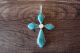 Zuni Sterling Silver Turquoise and Mother of Pearl Cross Pendant - Shack 