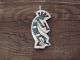 Navajo Indian Sterling Silver Turquoise and Coral Chip Inlay Kokopelli Pendant by Yazzie