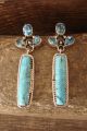 Native American Indian Sterling Silver Turquoise and Topaz Post Earrings 