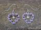 Zuni Indian Sterling Silver Pink Opal Heart Dangle Earrings Signed by L. Laate