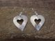 Navajo Indian Hand Stamped Sterling Silver Heart Dangle Earrings Signed WA
