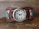 Navajo Indian Sterling Silver Turquoise & Leather Watch - Armstrong