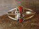 Navajo Jewelry Sterling Silver 2 Stone Coral Cuff Bracelet by M. Calladitto