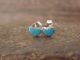Zuni Indian Sterling Silver Turquoise Heart Post Earrings - Neha