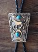  Navajo Tufa Cast Sterling Silver & Turquoise Horse Bolo Tie by Emerson Kinsel