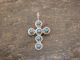 Small Zuni Indian Sterling Silver Turquoise Cross Charm Pendant by Naktewa