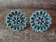 Native American Sterling Silver Turquoise Cluster Post Earrings Zuni