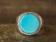 Zuni Indian Sterling Silver Turquoise Ring Signed Quetawki - Size 11.5