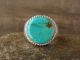 Zuni Indian Sterling Silver Turquoise Ring Signed Quetawki - Size 10.5