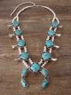 Native American Navajo Nickel Silver Turquoise Squash Blossom Necklace by Phoebe