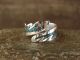 Navajo Adjustable Sterling Silver Turquoise & Coral Chip Inlay Ring - Yazzie