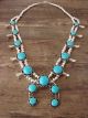 Navajo Nickel Silver Turquoise Squash Blossom Necklace by Phoebe Tolta