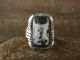 Navajo Indian Sterling Silver White Buffalo Turquoise Ring by Lopez - Size 7