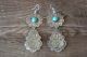 Navajo Indian Nickel Silver Turquoise Stamped Earrings Phoebe Tolta