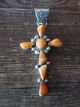 Navajo Sterling Silver Spiny Oyster Cross Pendant by Sheena Jack