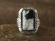 Navajo Indian Sterling Silver White Buffalo Turquoise Ring by Lopez - Size 6.5