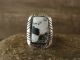 Navajo Indian Sterling Silver White Buffalo Turquoise Ring by Lopez - Size 5