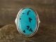 Navajo Indian Sterling Silver Turquoise Ring by Chaco - Size 11.5