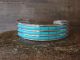 Zuni Indian Sterling Silver Turquoise Inlay Row Cuff Bracelet - Wallace