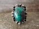 Navajo Indian Jewelry Nickel Silver Turquoise Ring Size 8 1/2- J. Cleveland
