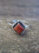 Zuni Indian Sterling Silver Spiny Oyster Ring by Rosetta - Size 7.5