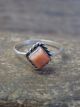 Zuni Indian Sterling Silver Spiny Oyster Ring by Rosetta - Size 5.5