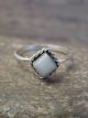 Zuni Indian Sterling Silver White Mother of Pearl Ring by Rosetta - Size 5.5