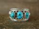 Navajo Sterling Silver Turquoise Row Ring Signed Begay - Size 10