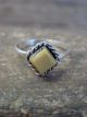 Zuni Indian Sterling Silver Yellow Shell Ring by Rosetta - Size 5.5