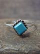 Zuni Indian Sterling Silver & Turquoise Ring by Rosetta - Size 4.5