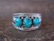 Navajo Sterling Silver Turquoise Row Ring Signed Begay - Size 13.5