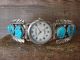Navajo Indian Men's Sterling Turquoise Row Watch Cuff - JP Johnson