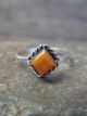 Zuni Indian Sterling Silver Spiny Oyster Ring by Rosetta - Size 7.5
