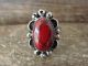 Navajo Indian Jewelry Nickel Silver Red Howlite Ring Size 8 - J. Cleveland