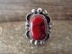 Navajo Indian Jewelry Nickel Silver Red Howlite Ring Size 9 - J. Cleveland