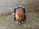 Navajo Indian Jewelry Nickel Silver Apple Coral Ring Size 10- J. Cleveland