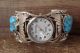 Navajo Indian Jewelry Sterling Silver Grape Leaf Turquoise Watch Cuff - Mike Thomas