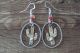 Navajo Indian Nickel Silver Coral and Howlite Stamped Earrings Tolta