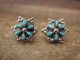 Zuni Indian Sterling Silver Turquoise Cluster Post Earrings - Mutte