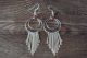 Navajo Indian Sterling Silver Coral Dangle Hoop Earrings 
