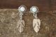 Native American Indian Jewelry Sterling Silver White Opal Feather Earrings